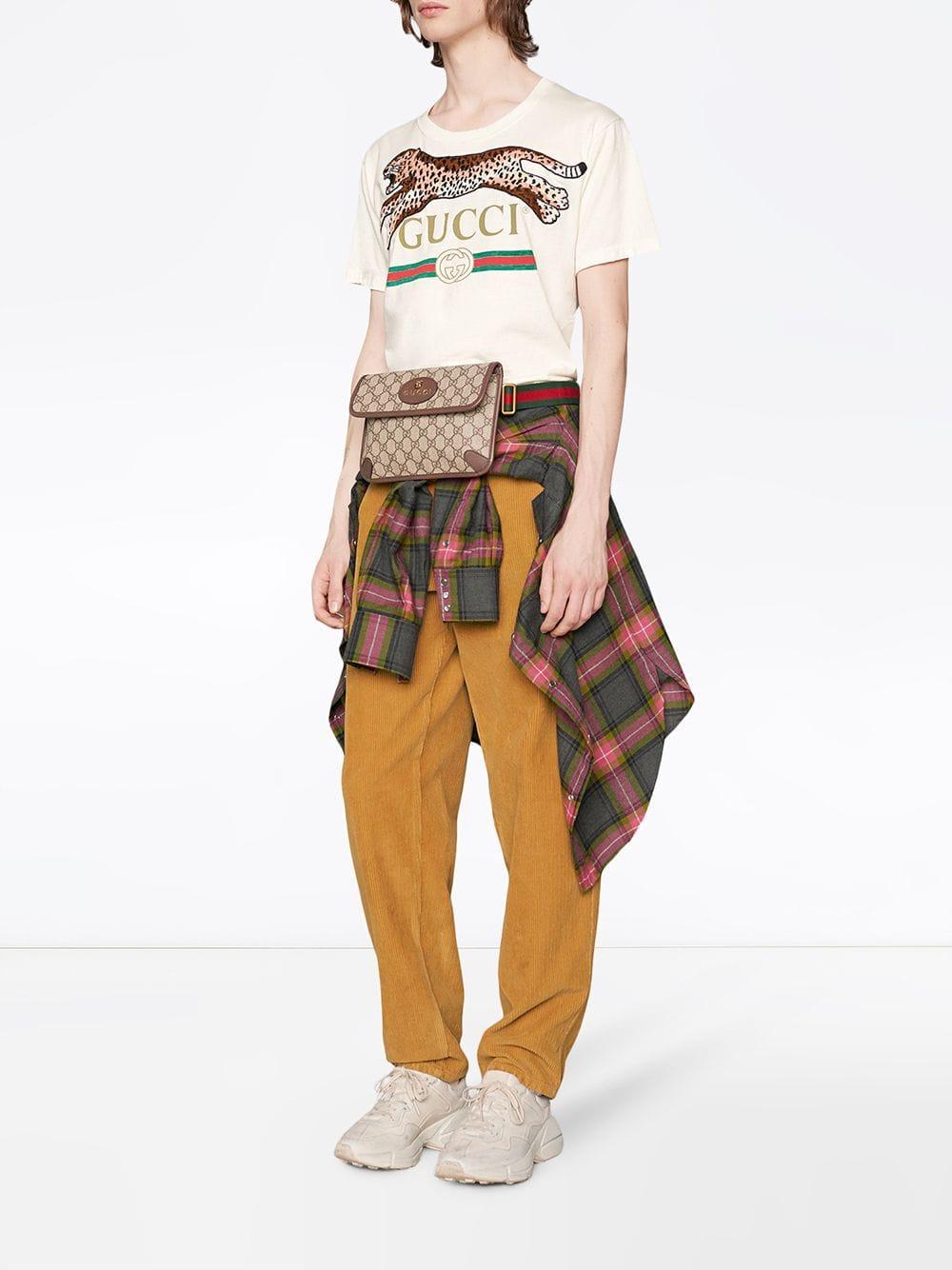 Camiseta con logo y motivo de leopardo Gucci de hombre de color Blanco Lyst