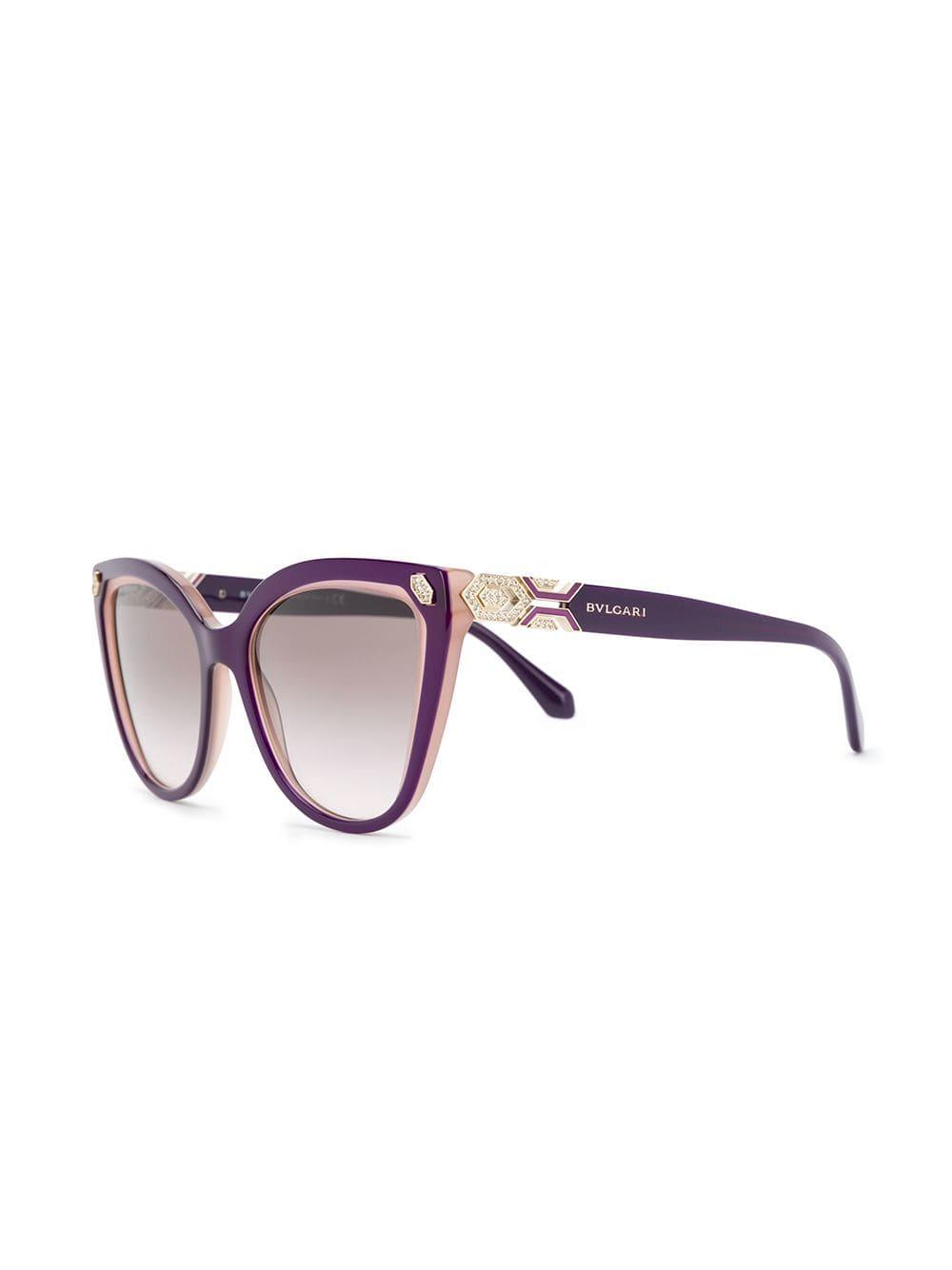 BVLGARI Serpenti Enamel Crystal Sunglasses in Purple | Lyst