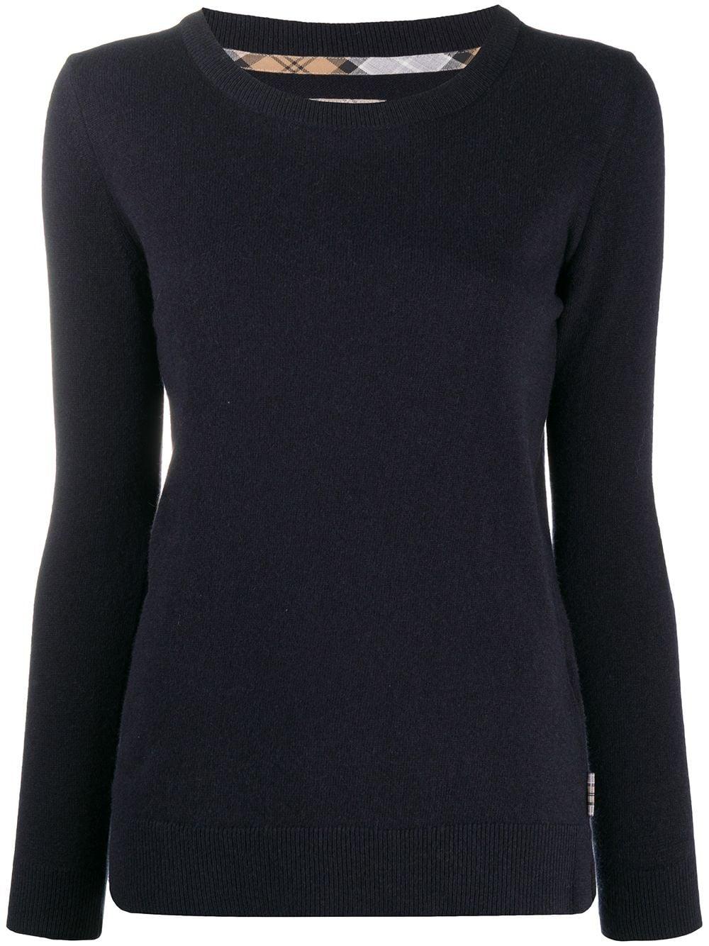 Barbour Cotton Elbowpatch Jumper in Blue Lyst
