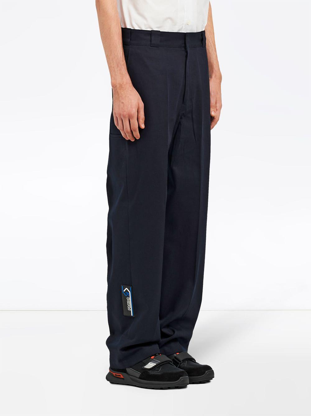 Prada Cotton Drill Trousers in Blue for 