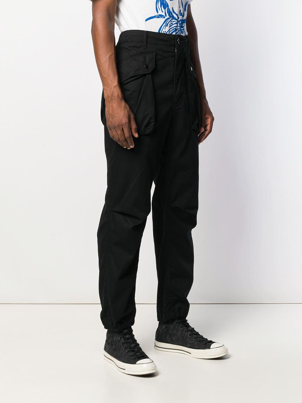 black straight leg cargo trousers