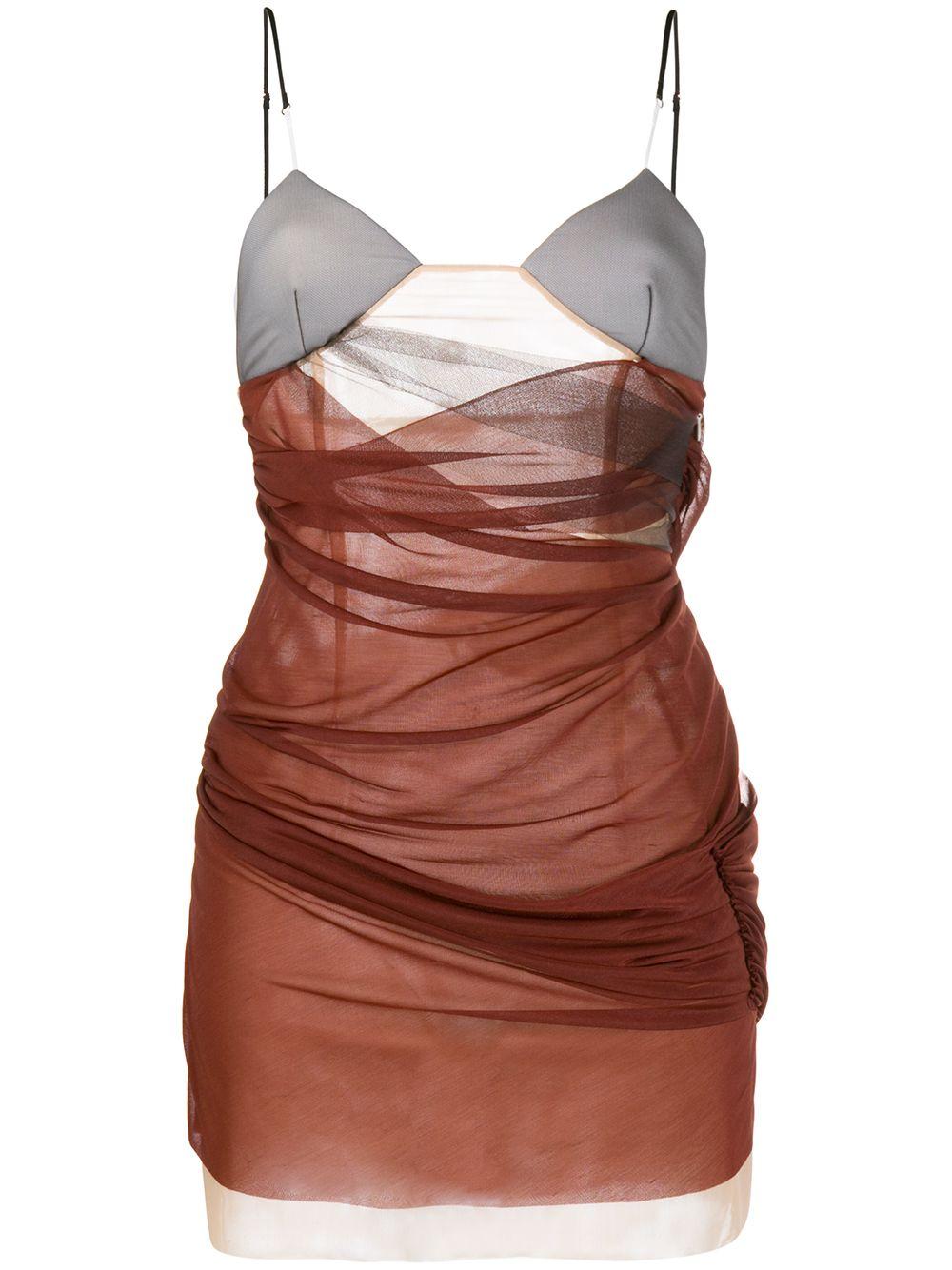 Nensi Dojaka Two Tone Draped Mini Dress In Brown Lyst