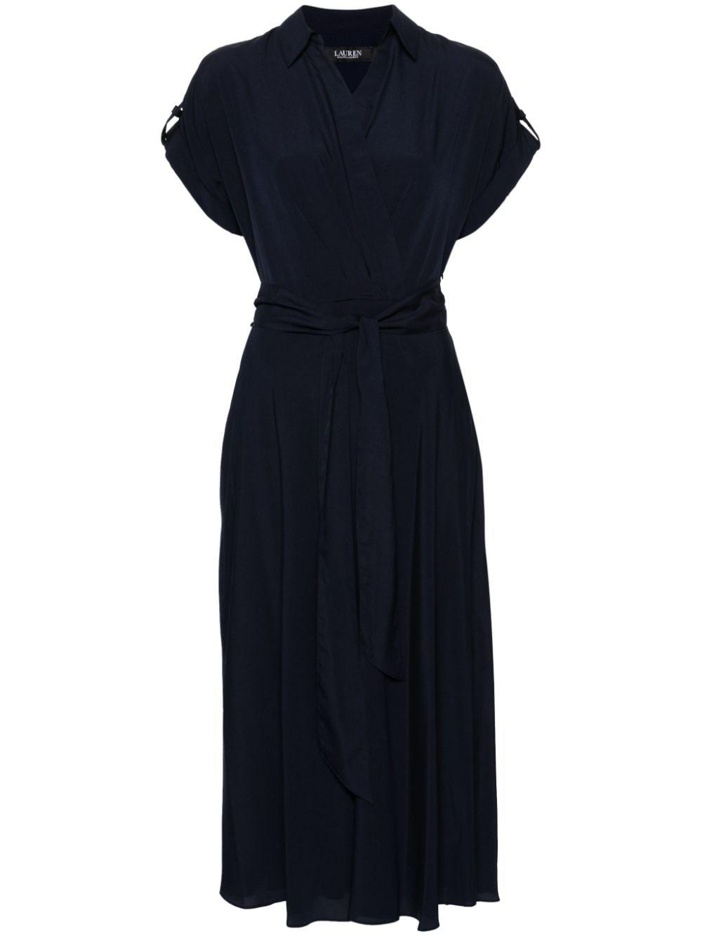 V neck Georgette Midi Dress