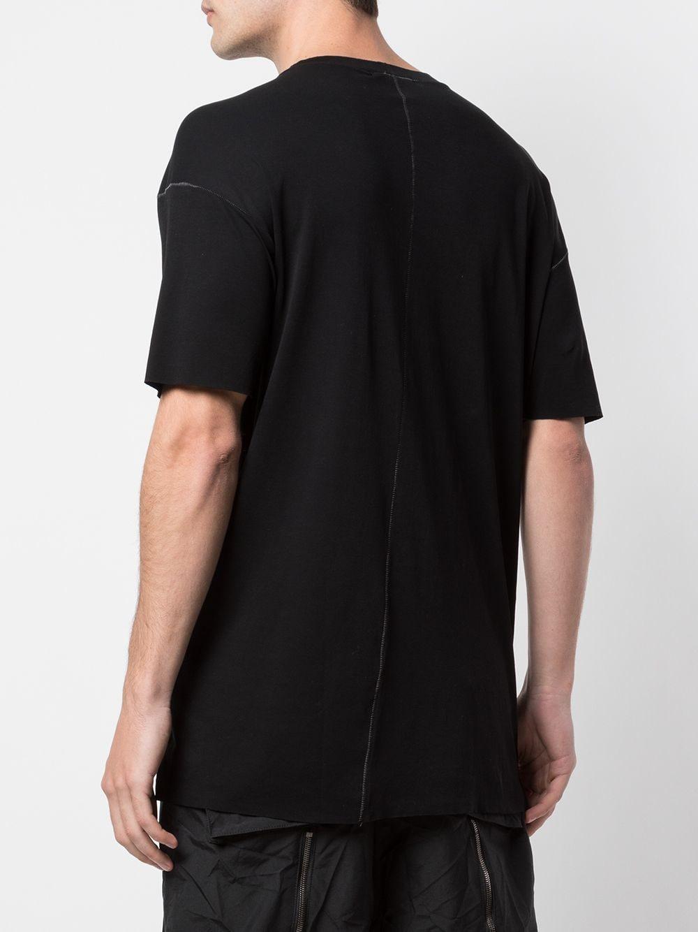 The Viridi-anne Cotton Stitch Detail Round Neck T-shirt in Black for ...
