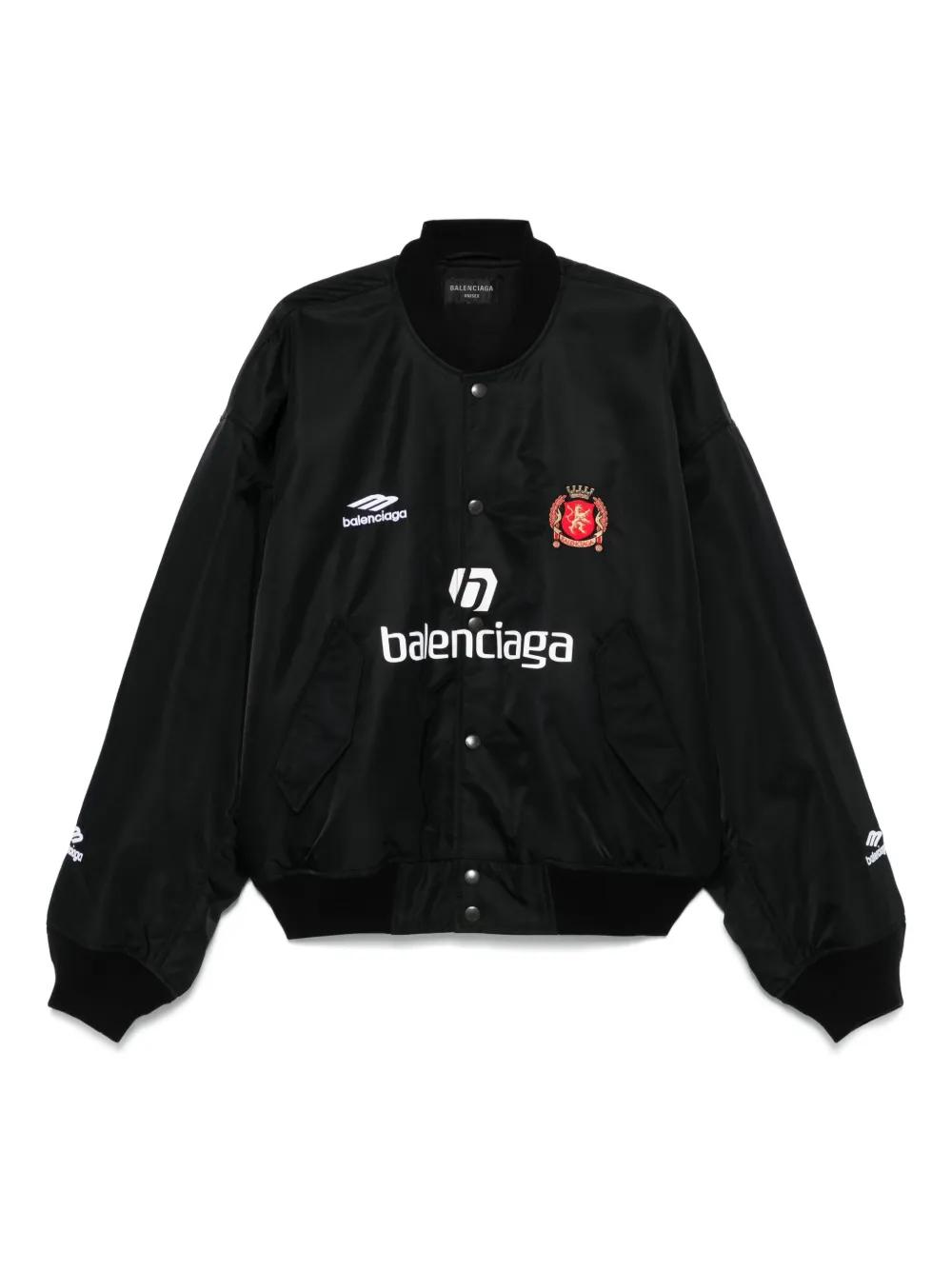 Balenciaga Soccer Varsity Jacket in Black | Lyst Balenciaga Soccer Varsity Jacket in Black | Lyst