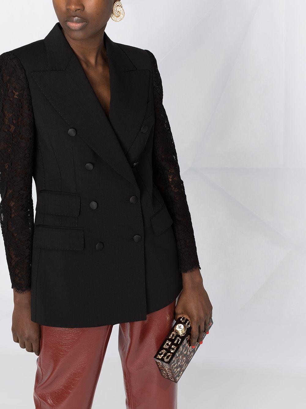 Gabbana Lace-sleeve Blazer in Black 