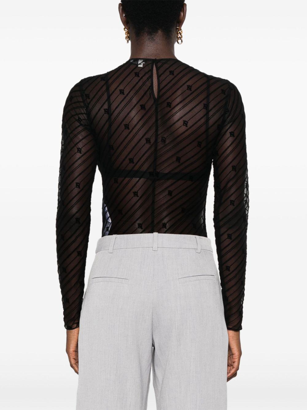 Elisabetta Franchi レディース ブラック モノグラム ボディスーツ 