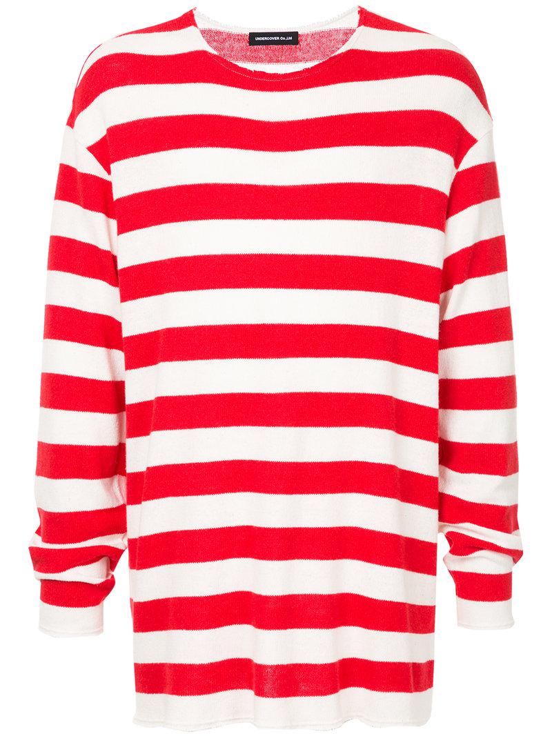 Undercover Cotton Long Striped Jumper in Red - Lyst