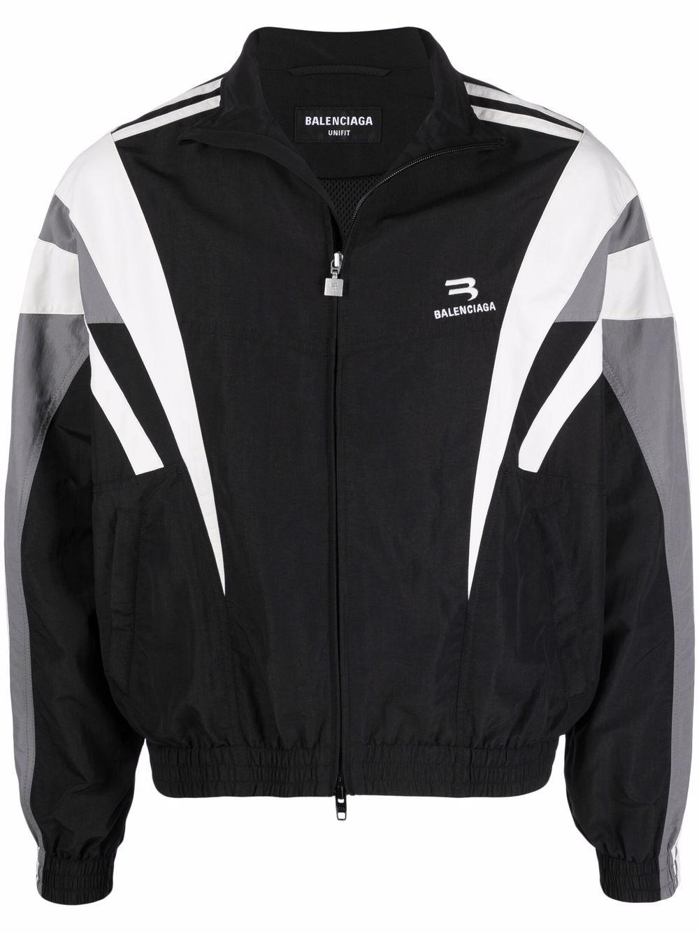 Balenciaga Striped Logo Track Jacket in Black for Men | Lyst