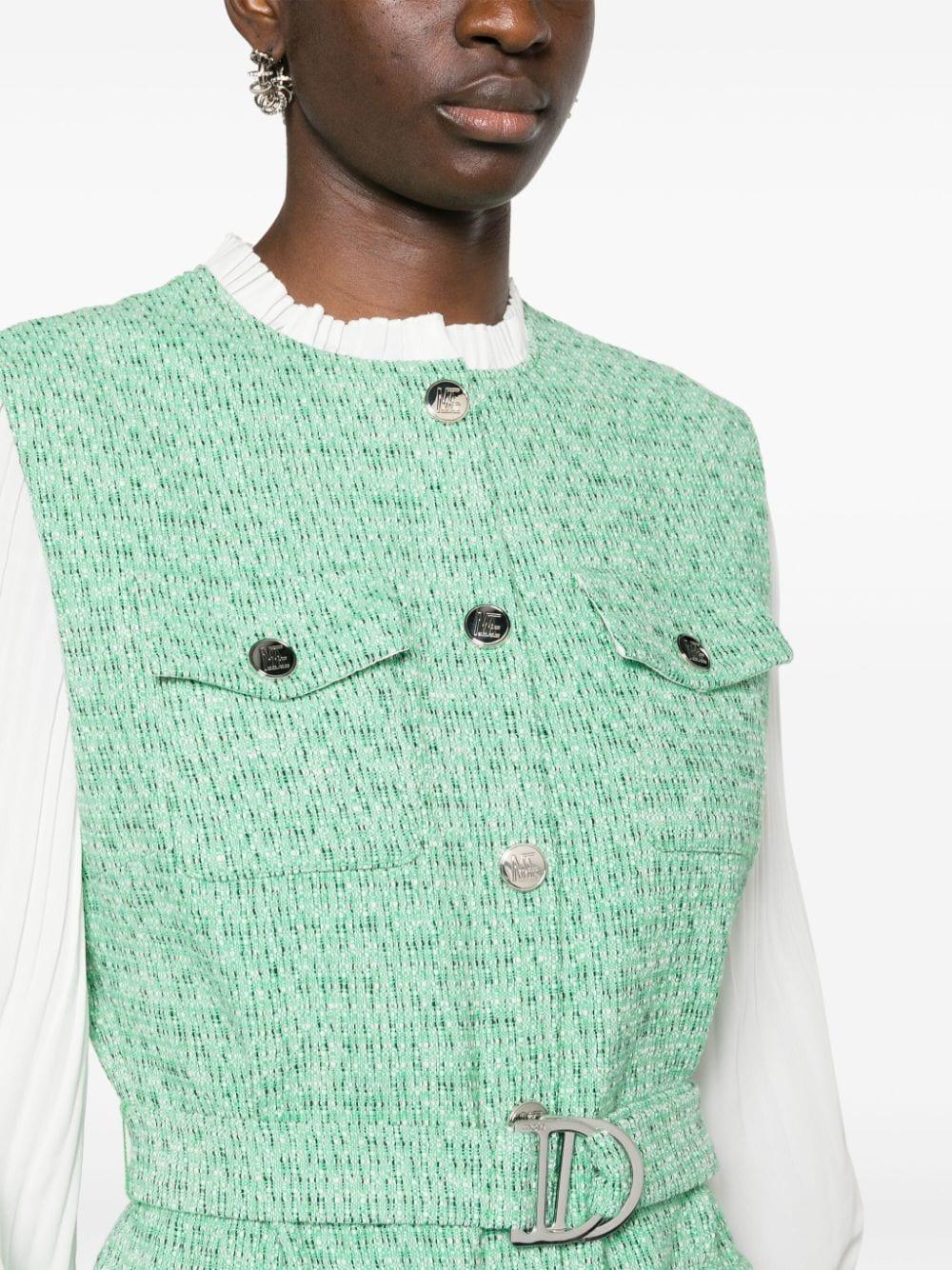 Maje Layered Tweed Mid Dress in Green | Lyst