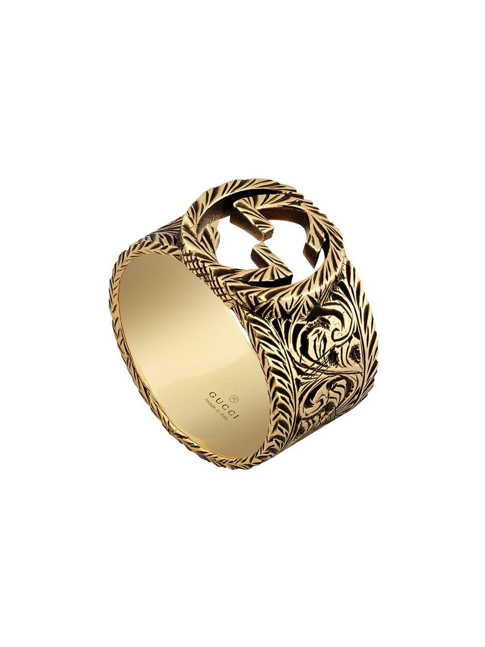 Gucci Yellow Gold Ring With Interlocking G in Metallic - Lyst