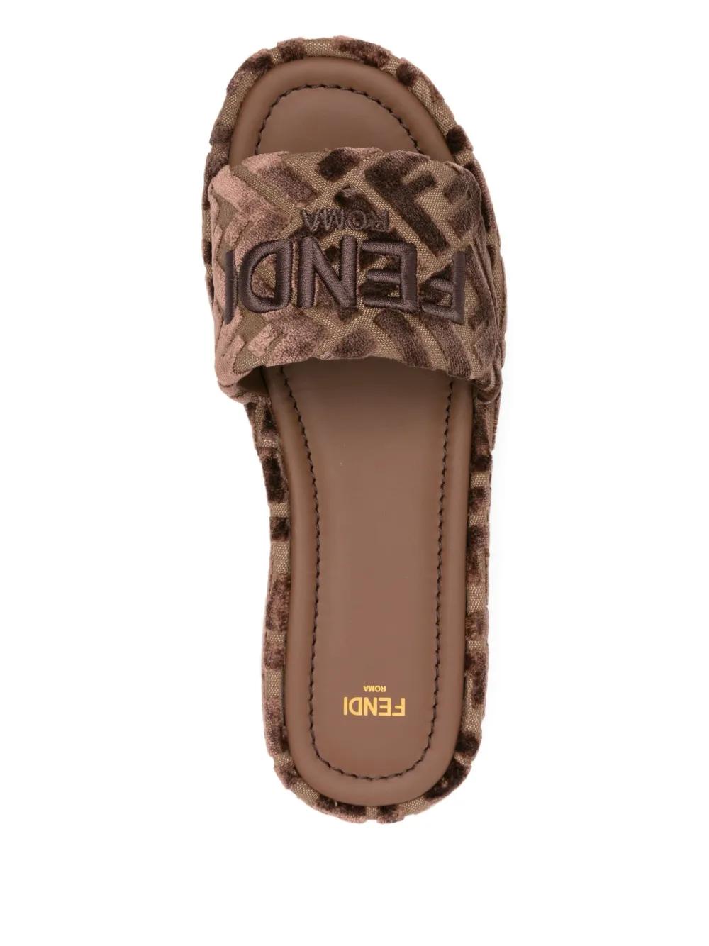Fendi Ff Logo Platform Slides in Brown Lyst UK