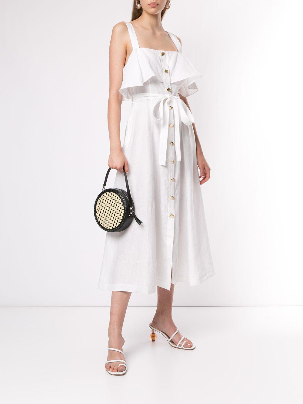 white sleeveless button down dress