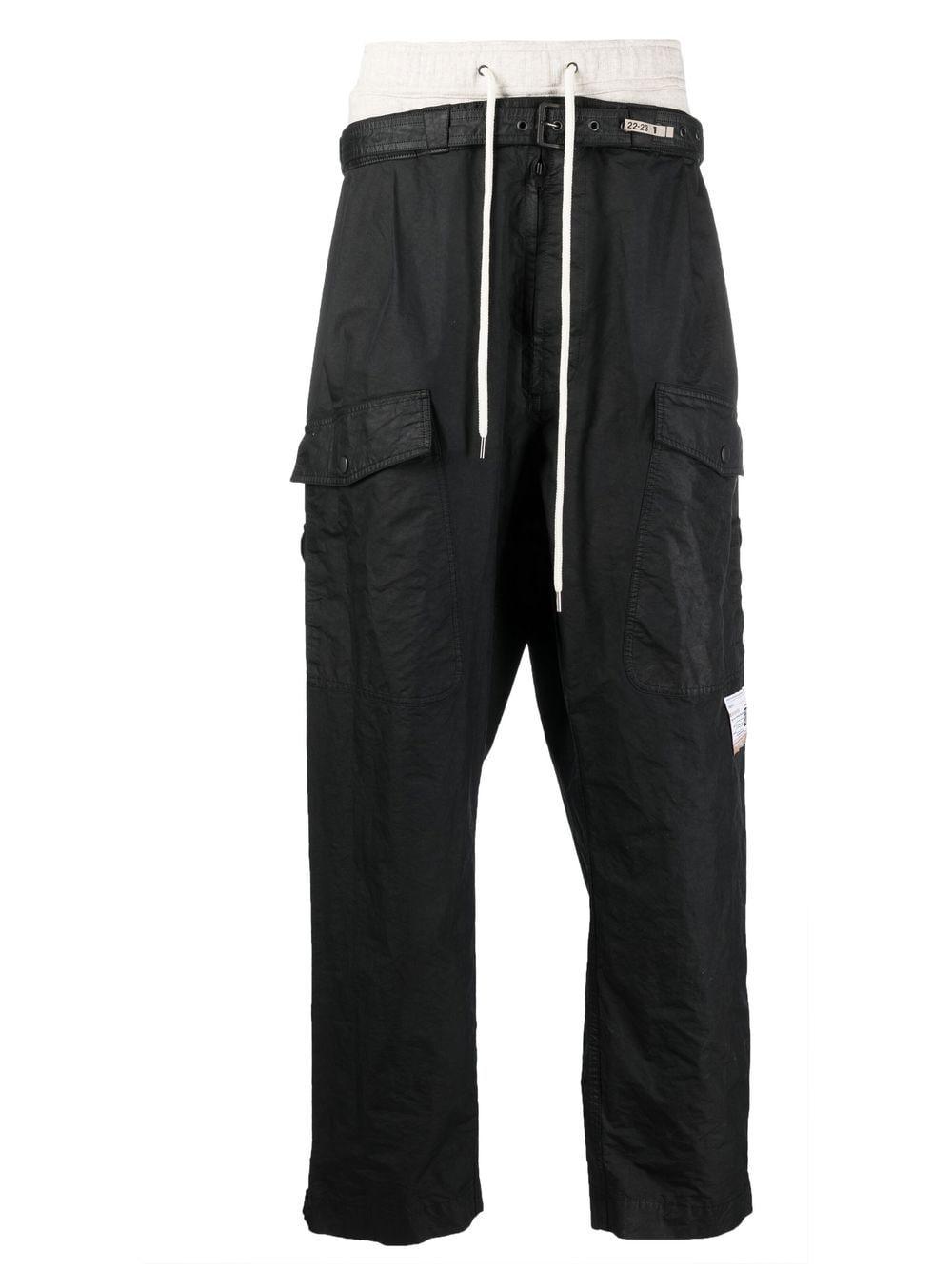 Maison Mihara Yasuhiro Double-waist Cargo Trousers in Black for