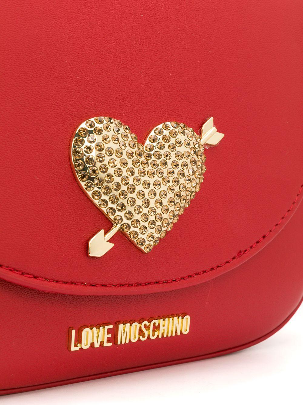 Love Moschino Embellished Heart Shoulder Bag in Red - Lyst
