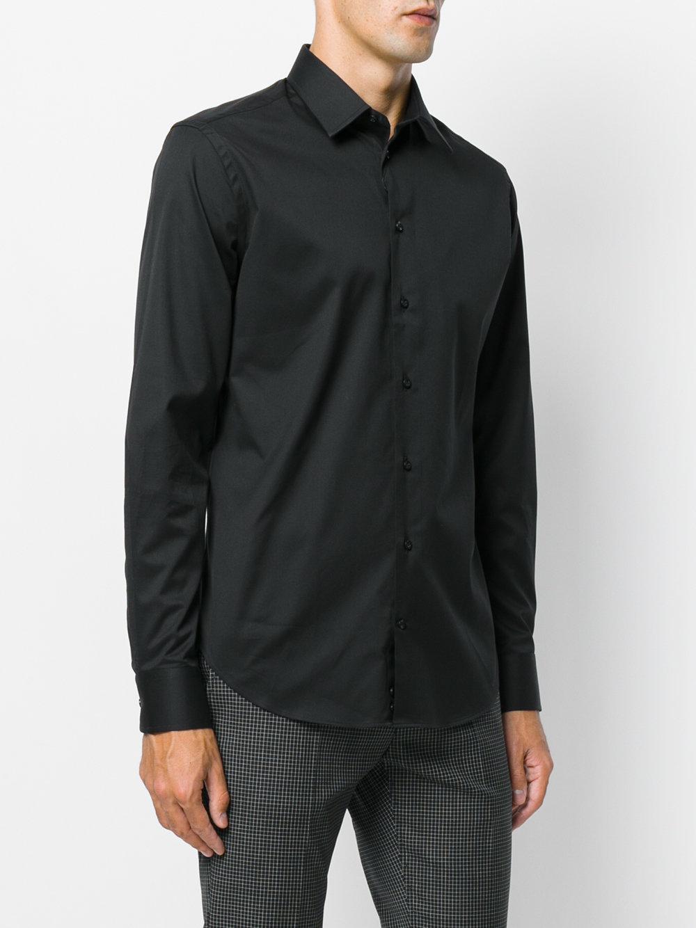 Lyst - Armani Classic Slim Fit Shirt in Black for Men