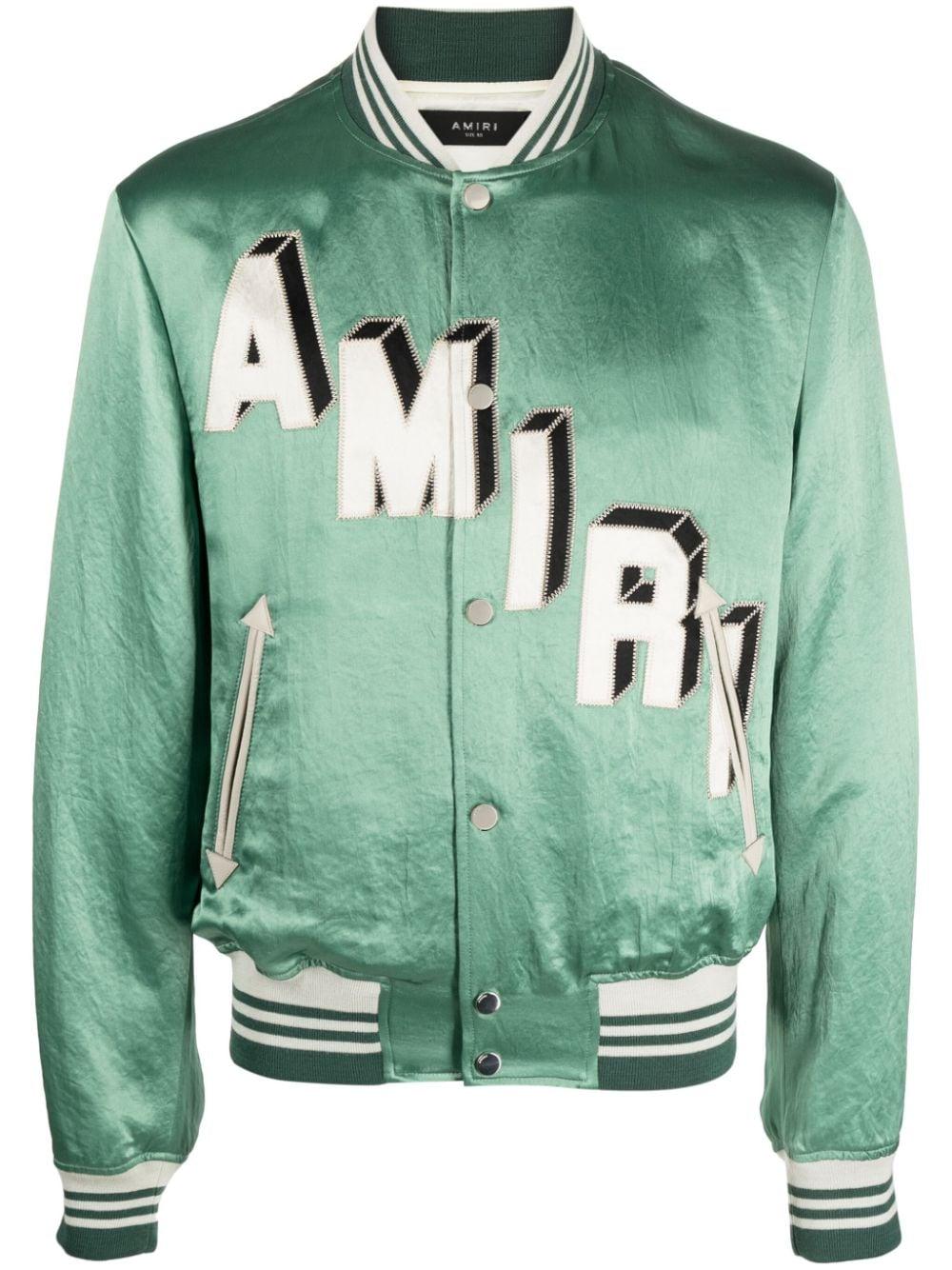 Amiri Logo-embroidered Varsity Jacket in Green for Men | Lyst