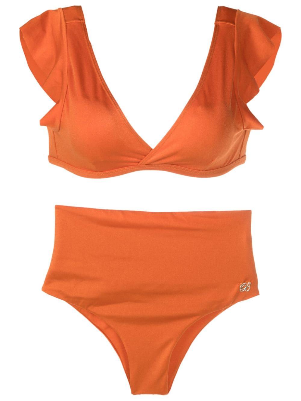 Brigitte Bardot V Neck High Waisted Bikini in Orange Lyst Canada