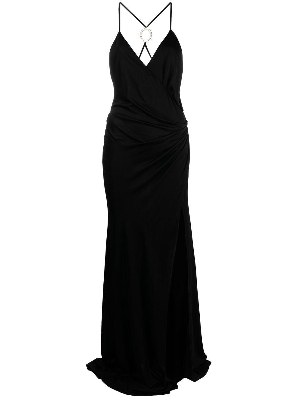 Pinko Logo-detail Backless Maxi Dress in Black | Lyst