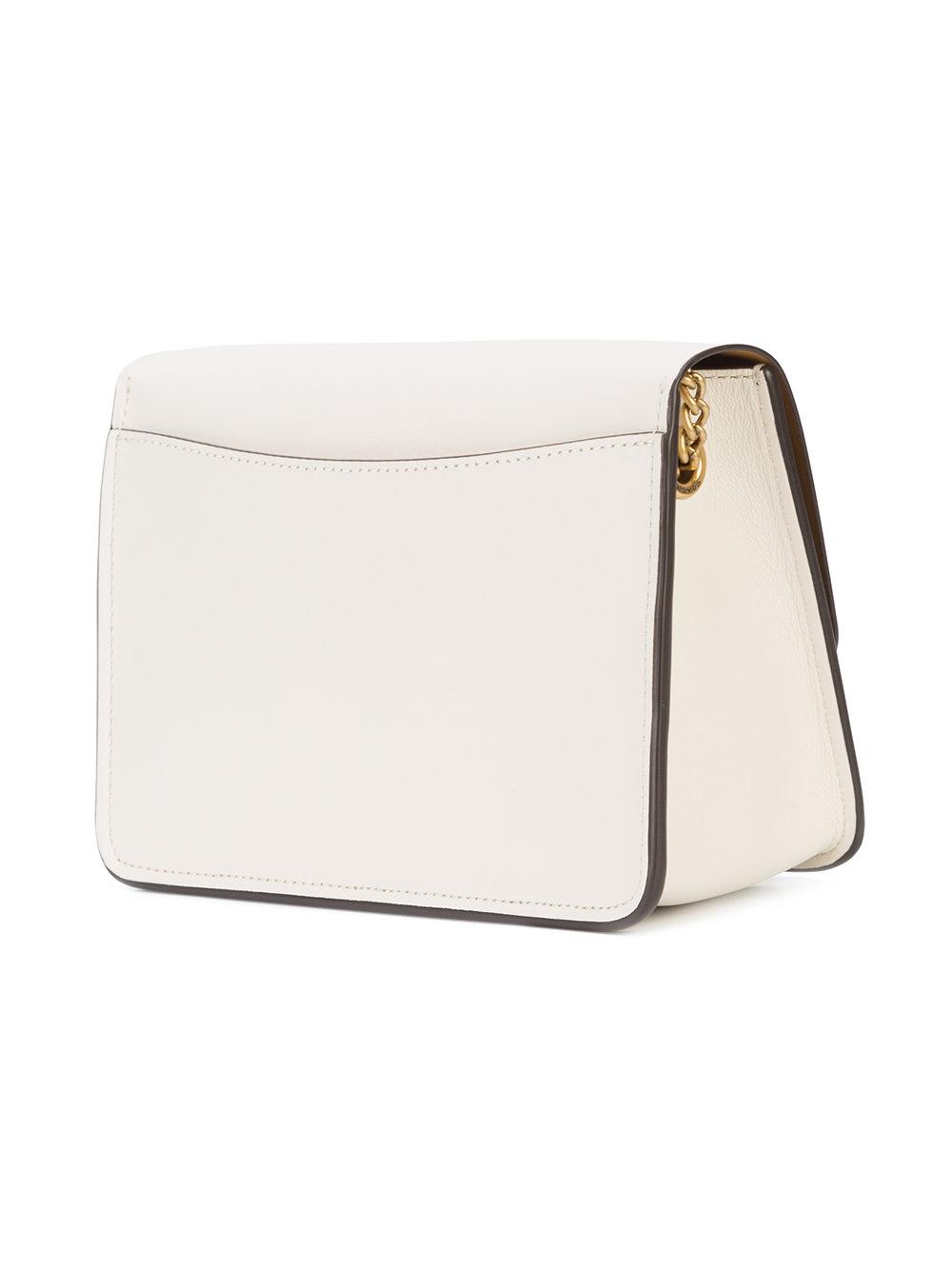 COACH Leather Tea Rose Turnlock Bowery Bag in White - Lyst