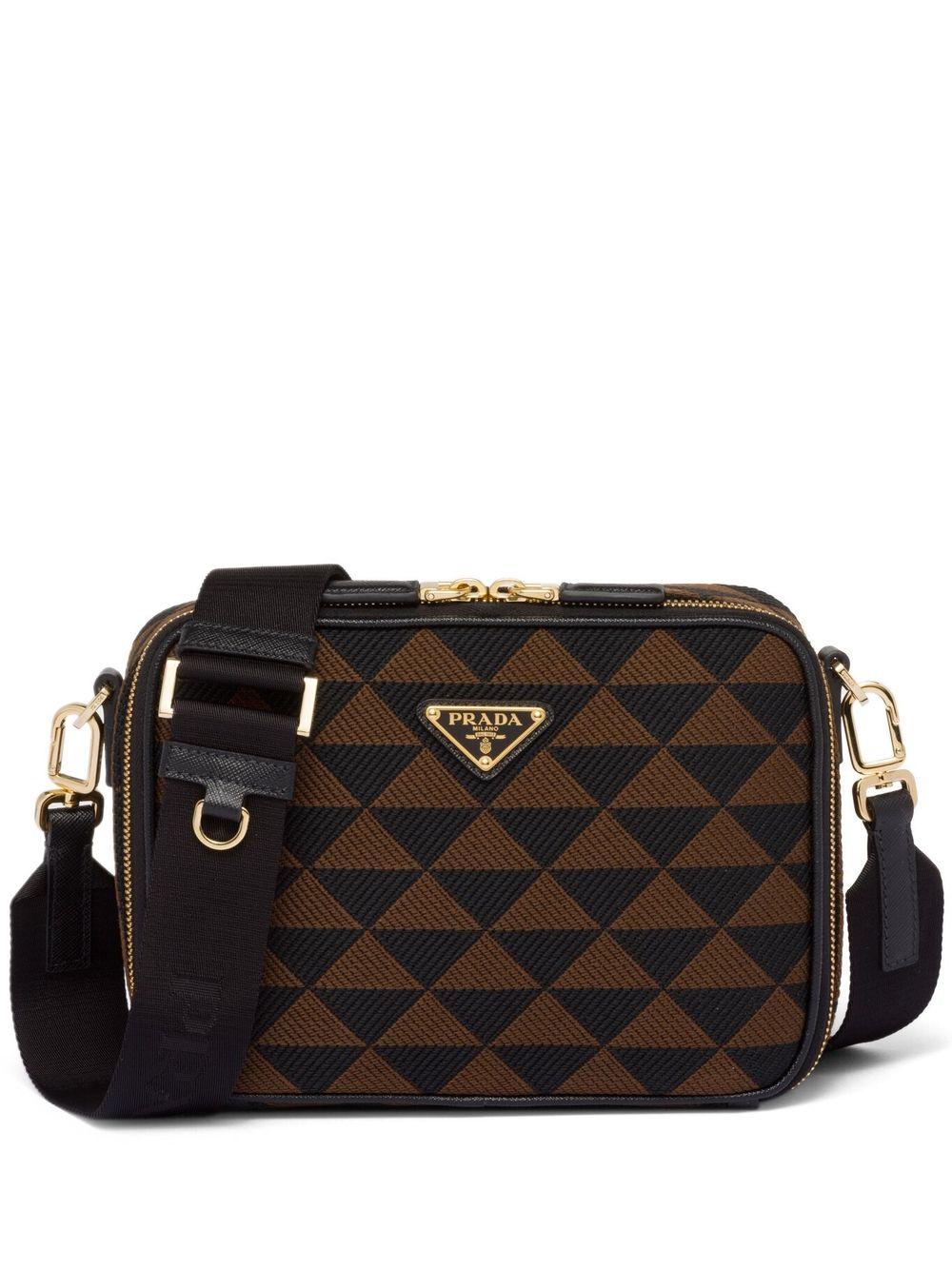 Prada Symbole Embroidered Messenger Bag in Black for Men Lyst