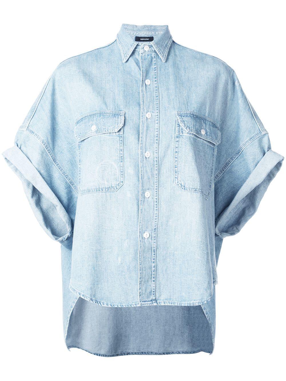 high low denim shirt