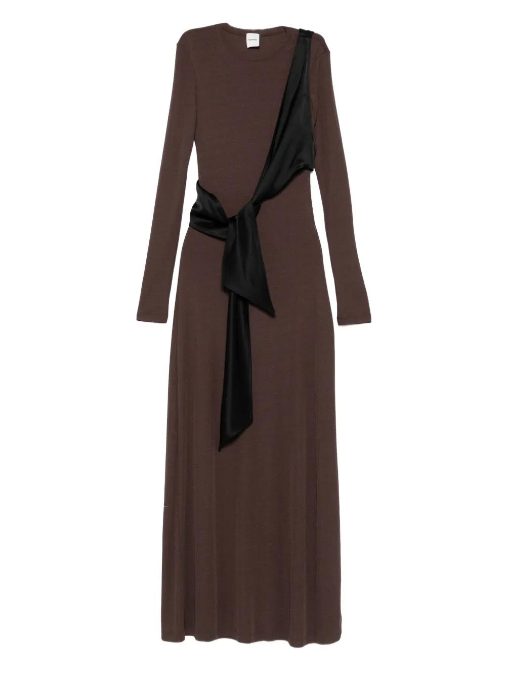 Nanushka Draped Tie-Belt Dress in Brown Lyst UK