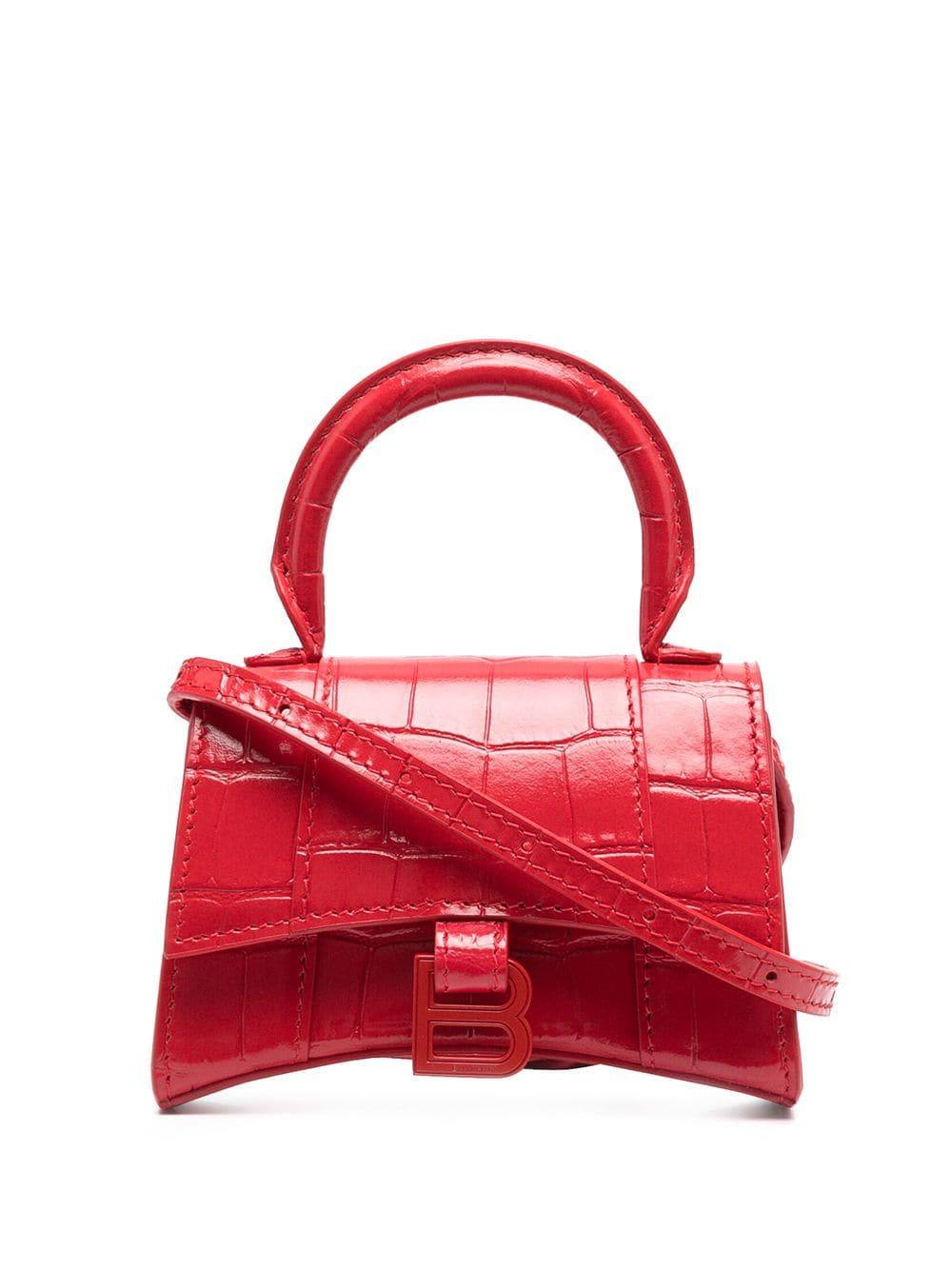 Balenciaga Leather Mini Hourglass Tote Bag in Red | Lyst