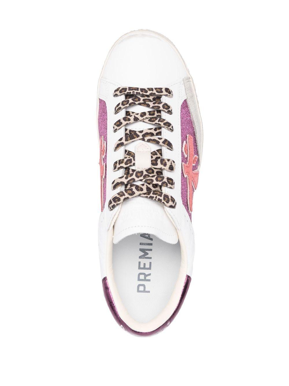 Premiata Logo-patch Glitter-detail Sneakers in White - Save 38% | Lyst