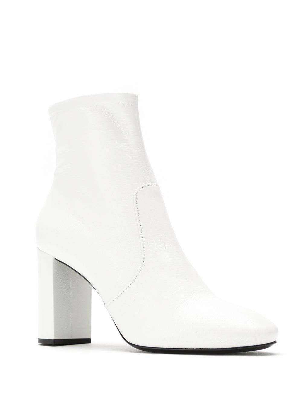 Prada Block Heel Ankle Boots in White - Lyst
