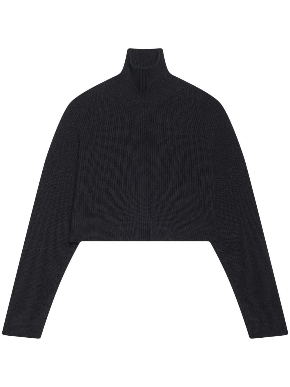 Balenciaga Ribbedknit Cropped Jumper in Blue Lyst