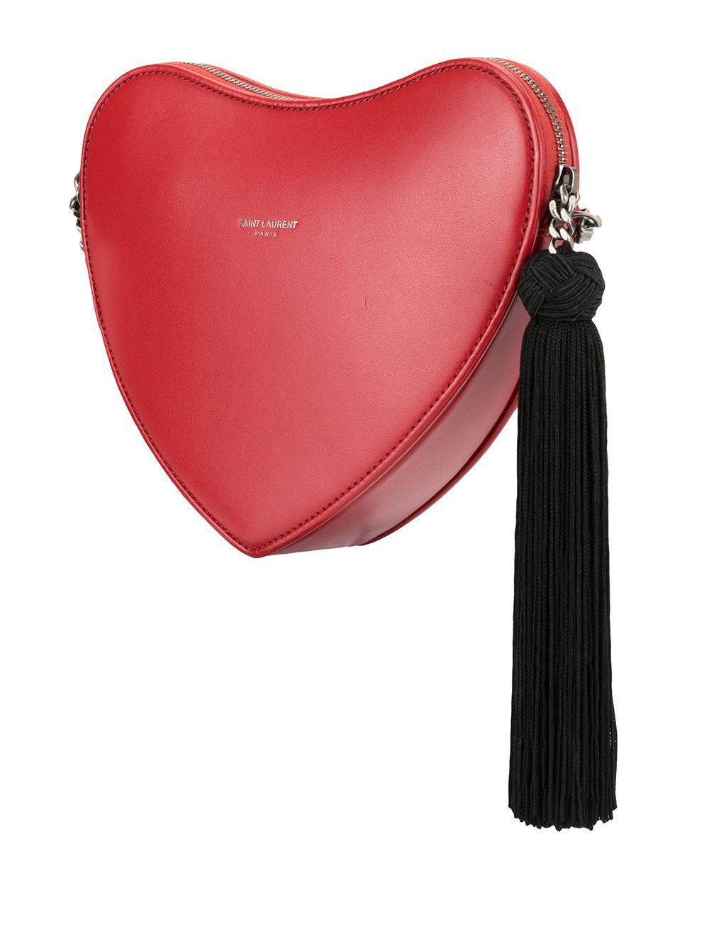 Saint Laurent Heart Logo Bag Red Satin – A Daily Diva