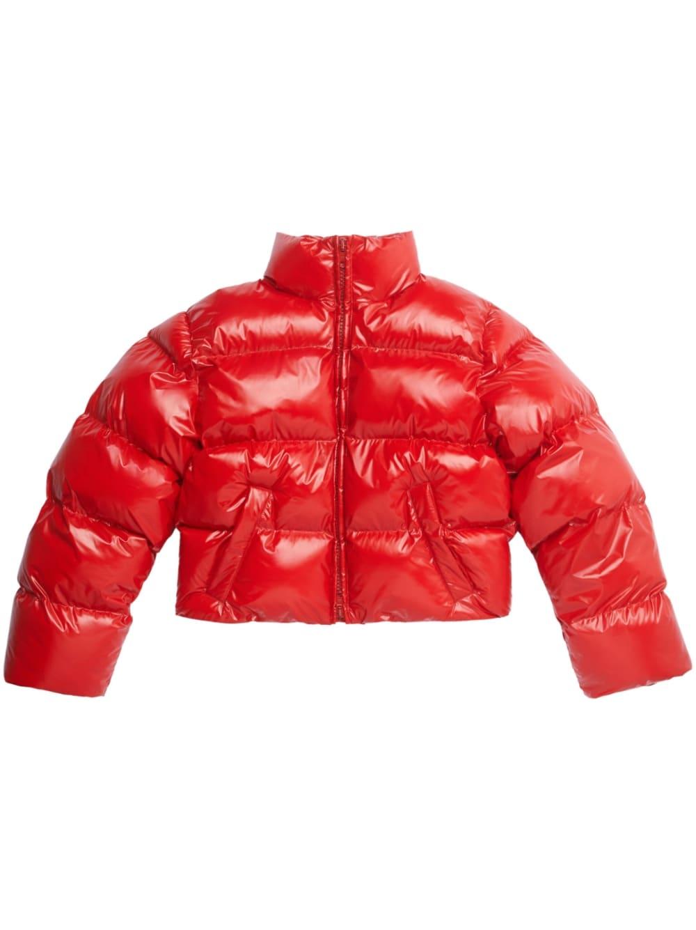 Balenciaga Cropped Puffer Jacket in Red Lyst