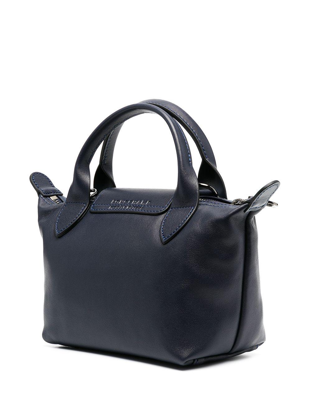Longchamp Extra Small Le Pliage Cuir Top Handle Bag in Blue Lyst