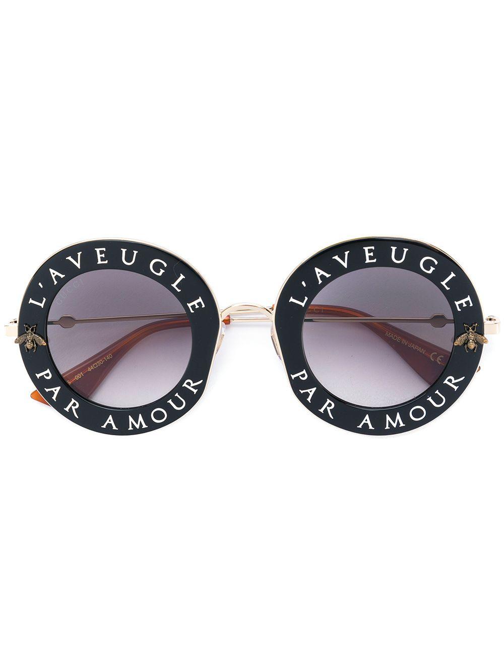 Gucci Round-frame Metal Sunglasses in Black for Men | Lyst