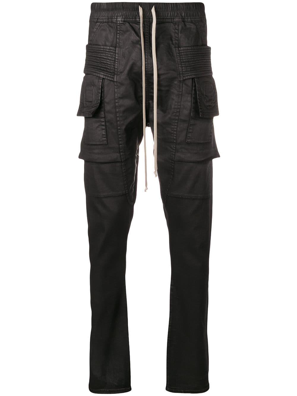 Rick Owens Waxed Cargo Trousers in Black for Men | Lyst