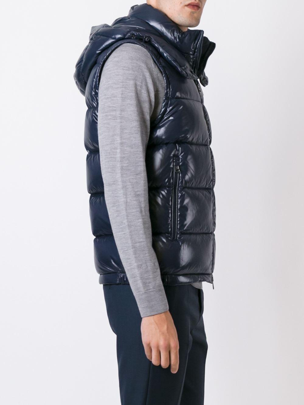 Moncler Lacet Hooded Down Gilet in Blue for Men | Lyst Canada