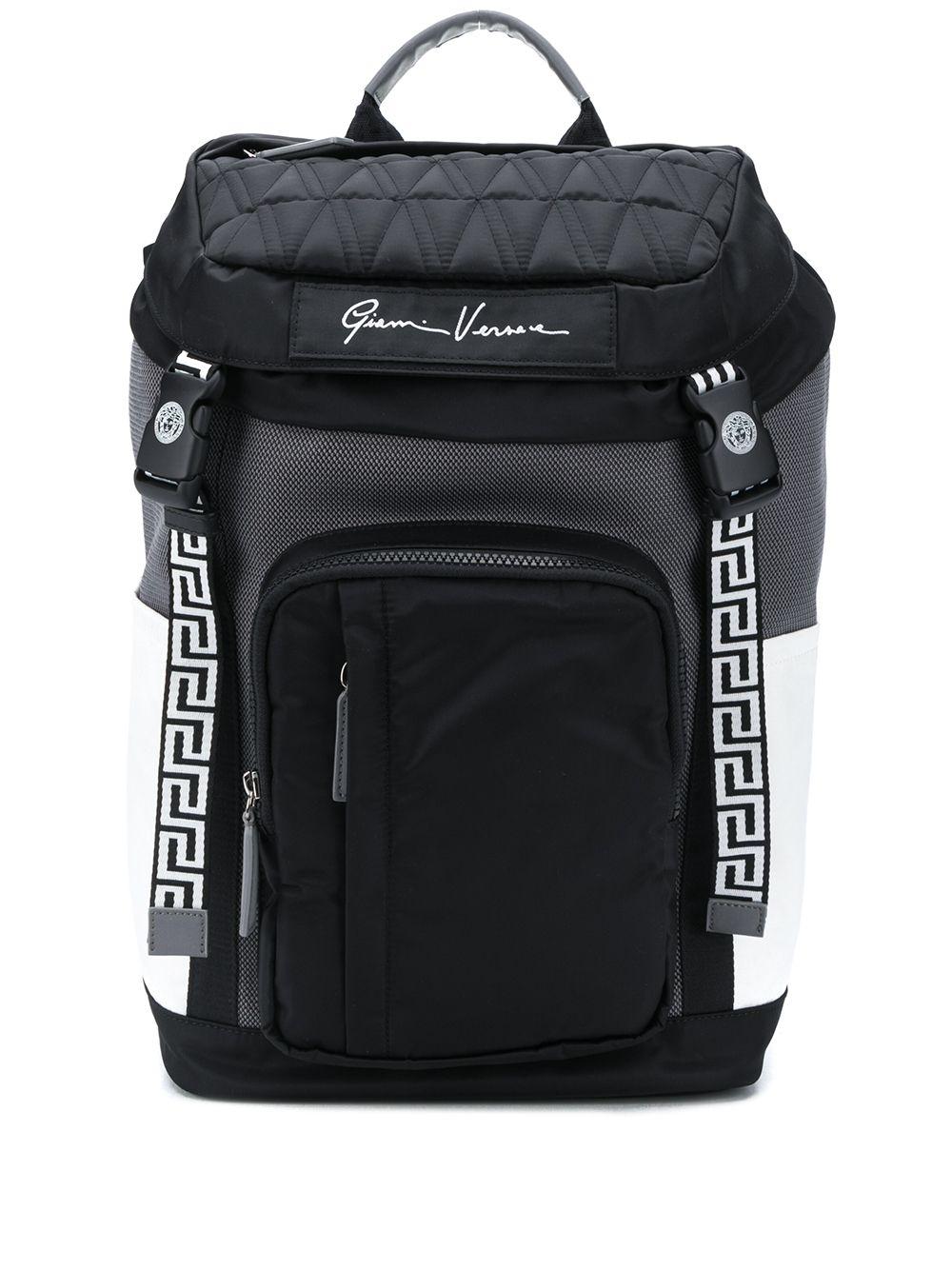Versace Synthetic Greca Detail Backpack in Black for Men - Lyst