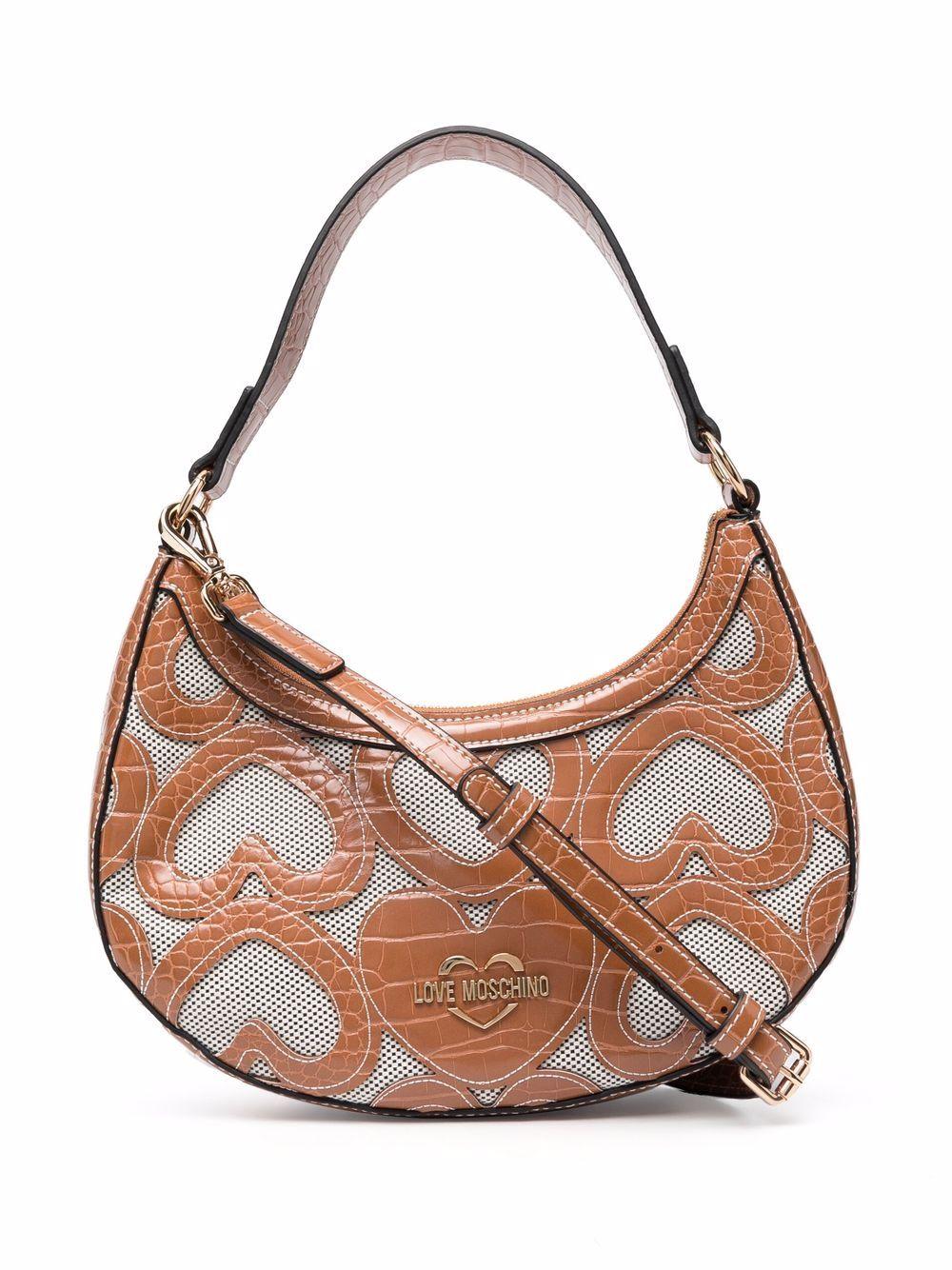 Love Moschino Women's Studded Heart Leather Tote Handbag 
