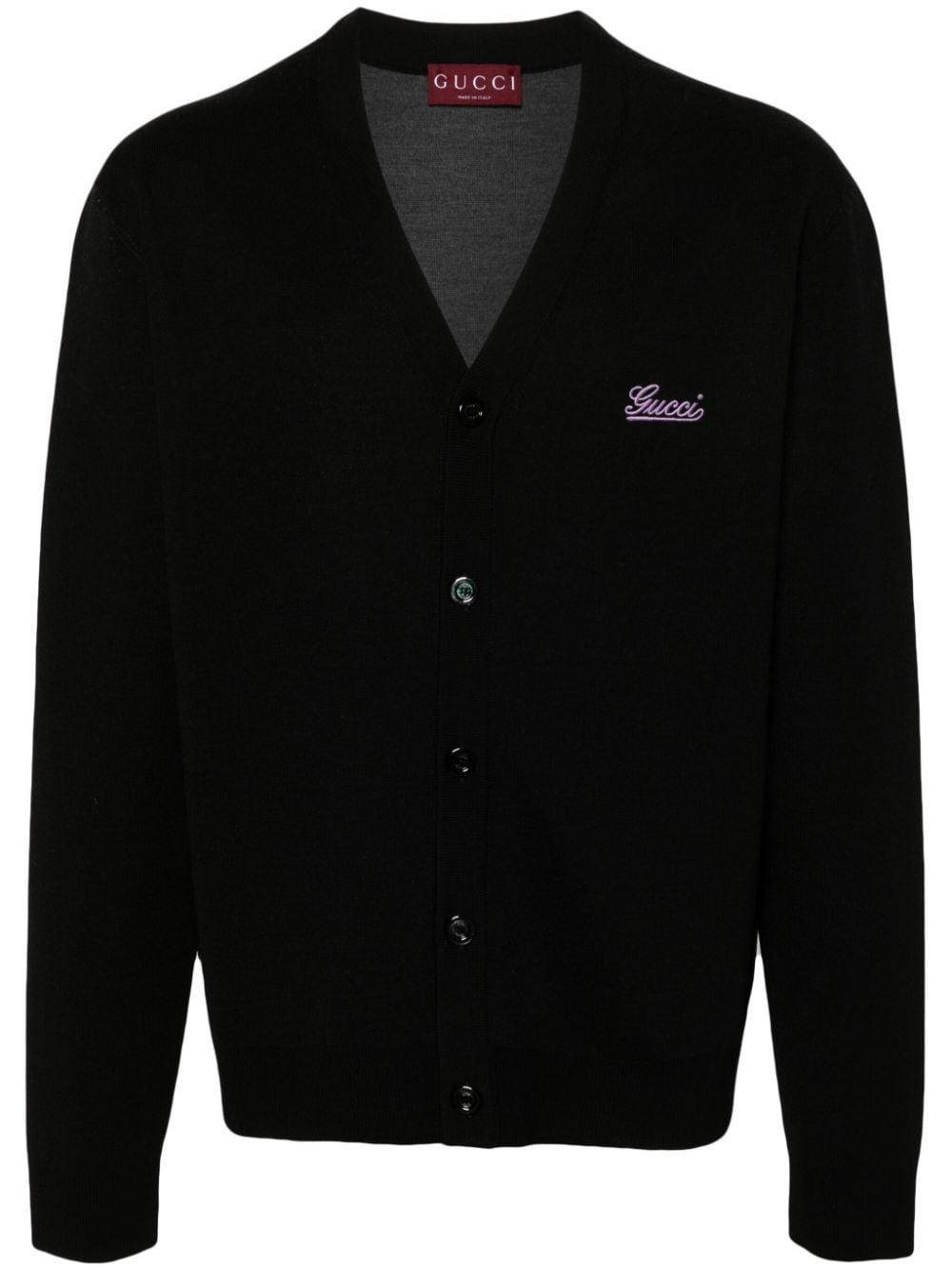 Gucci Logo Embroidered Cardigan in Black for Men Lyst UK