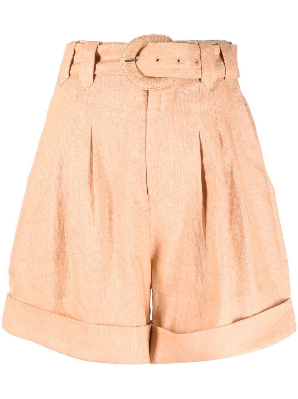 FARM Rio High-waist Belted Short Shorts in Natural | Lyst