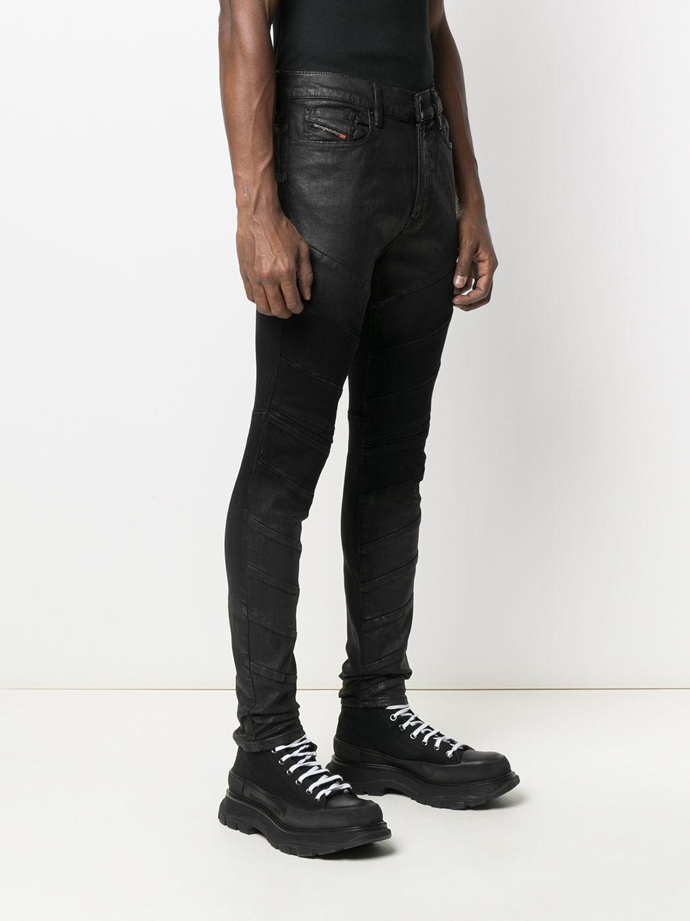 DIESEL Denim Coated Mid-rise Skinny Jeans in Black for Men - Lyst