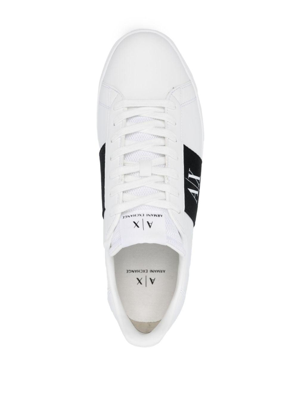 Armani Exchange Logo-patch Leather Sneakers in White for Men | Lyst