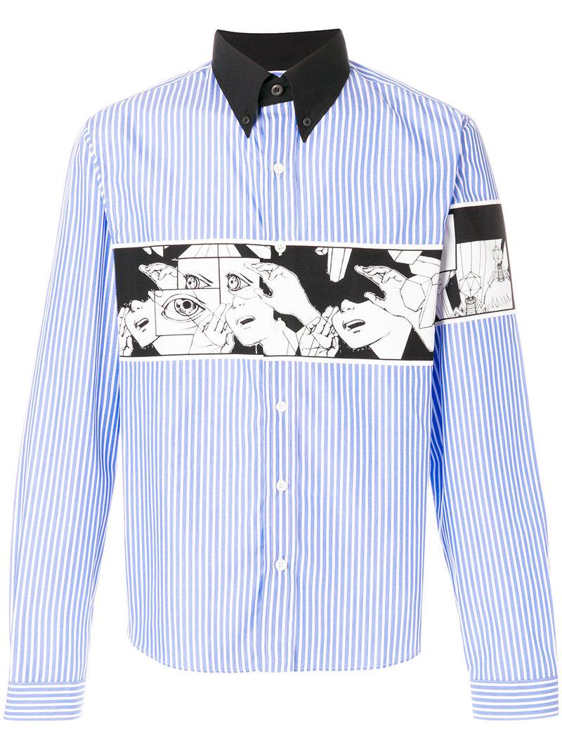 prada shirt blue white