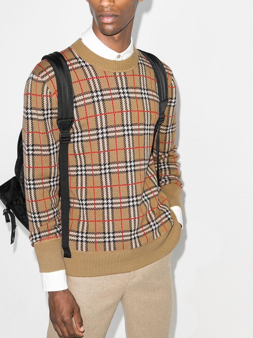 burberry vintage check detail merino wool sweater