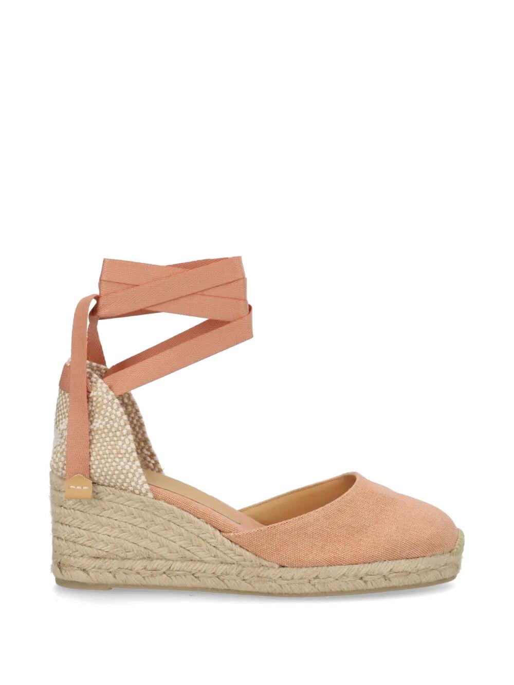 Sandale Compensée à Lanières Orange Vernis - Taille 36 - Marque STEPHAN - Occasion Très Bon état