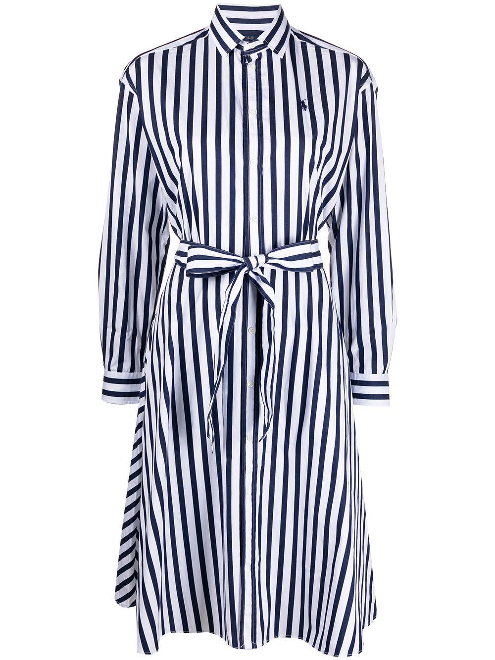 Polo Ralph Lauren Striped Cotton Shirt Dress in Blue | Lyst