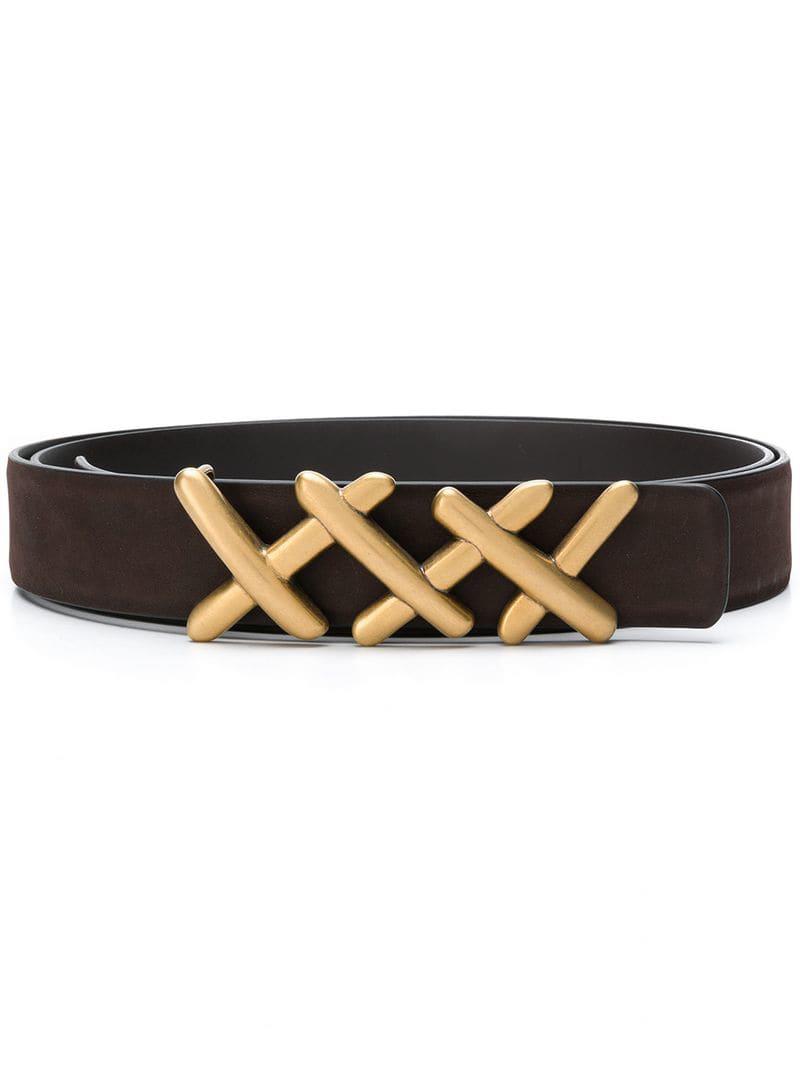 Zegna Men's Xxx-buckle Leather Belt in Brown for Men | Lyst