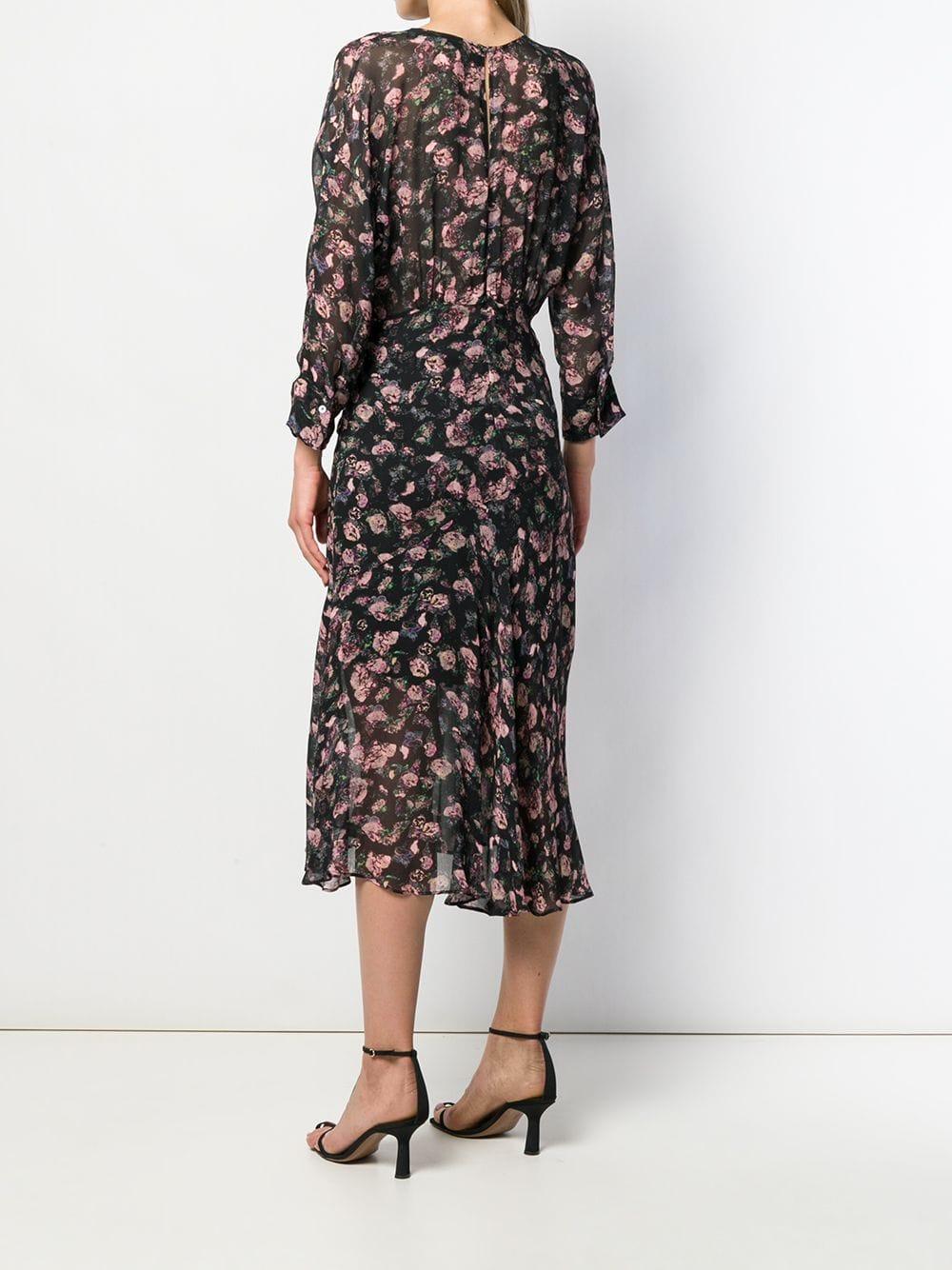 IRO Floral Print Midi Dress in Black - Lyst