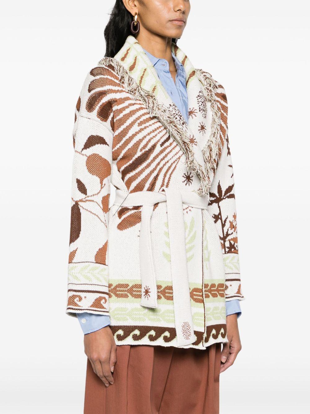 Forte Forte Patterned-Jacquard Chunky-Knit Cardi-Coat in Natural